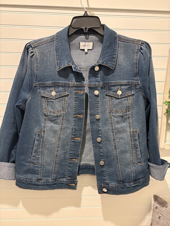 crown & ivy Jackets & Blazers - crown & ivy Classic Blue Denim Jacket with Button Front